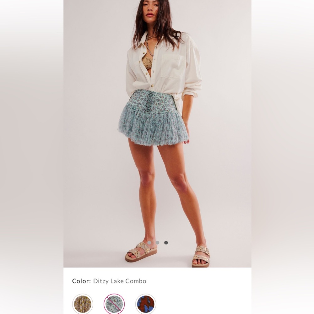 NWT Free People FP One Blossom Mini Skort xs blue lake combo 049 sold out online